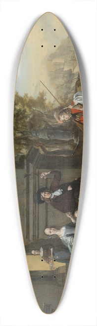 Jan Weenix - A Family Portrait On The Grounds Of A Villa With An Italianate Harbor Scene Beyond 39.3 inch art pintail longboard deck