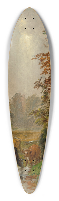 Jasper Francis Cropsey - Cattle by a Stream 39.3 inch art pintail longboard deck
