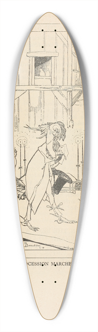 Jean de Bosschre - At the head of the procession marched Chanticleer 39.3 inch art pintail longboard deck