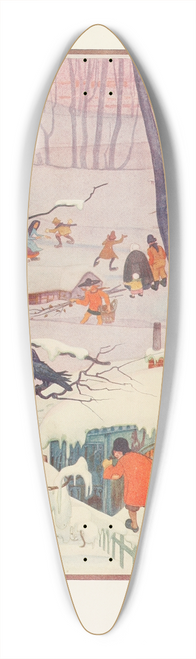 Jean de Bosschre - The Three Farmers and their Houses 39.3 inch art pintail longboard deck