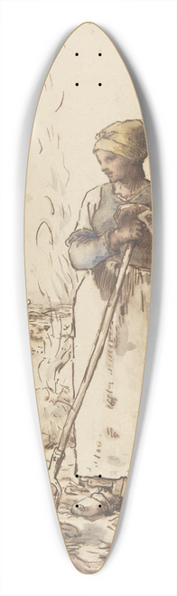 Jean-Franois Millet - A Woman Burning Weeds 39.3 inch art pintail longboard deck