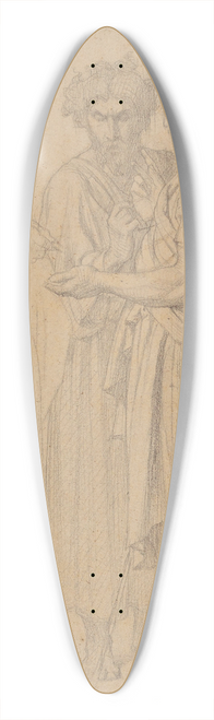 Jean-Hippolyte Flandrin - Groupe de trois hommes draps 39.3 inch art pintail longboard deck