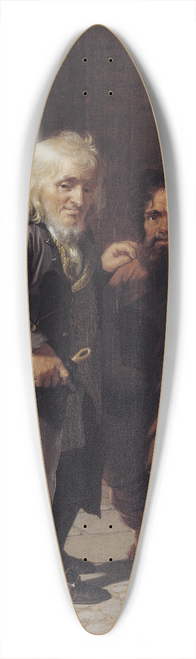 Jens Juel - Two Dwarfs; Obligeert, a Jewish pigtail-ribbon Vendor, beside the Roman Dwarf Bajocco in one of the Streets of Copenhagen 39.3 inch art pintail longboard deck