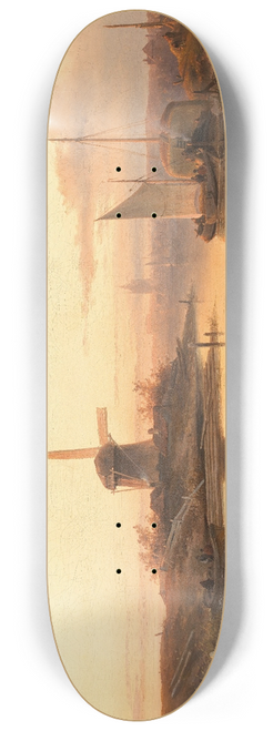 Charles Leickert - Fishermen by a Canal at Dusk 8.25 inch art skate deck