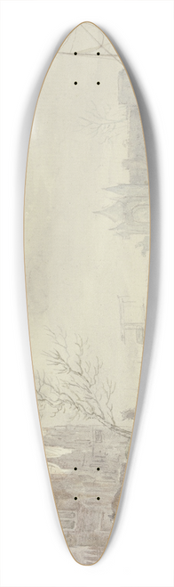 J. H. Van Loon - Winterlandschaft, auf dem Flu Schlittschuhlufer, links am Quai ein Wagen 39.3 inch art pintail longboard deck