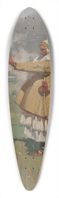 Joa prka - Woman from imany in Folk Costume 39.3 inch art pintail longboard deck