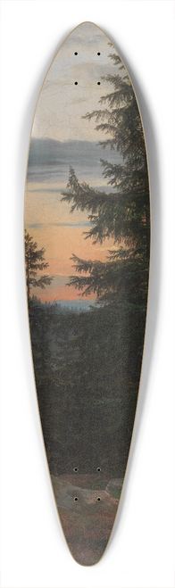 Johan Christian Dahl - Two Men before a Waterfall at Sunset 39.3 inch art pintail longboard deck
