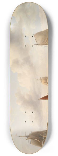 Charles Martin Powell - British Men Of War And Other Ships At The Mouth Of Portsmouth Harbor In Choppy Seas 8.25 inch art skate deck