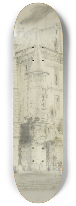 Charles Meryon - House with a Turret, rue de la Tixranderie, Paris 8.25 inch art skate deck