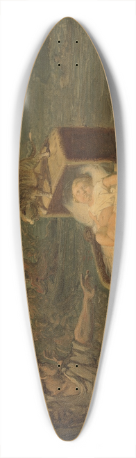 Johannes Hinderikus Egenberger - The miraculous rescue of a child during the St. Elisabeth flood, Anno 1421 39.3 inch art pintail longboard deck