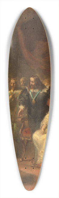 Johannes Hinderikus Egenberger - Tromp introduces the young Prince William of Orange to King Charles I of England, Anno 1641 39.3 inch art pintail longboard deck