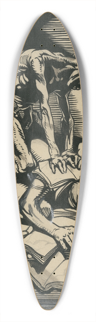 Johannes Josephus Aarts - Death crushing a book reader 39.3 inch art pintail longboard deck