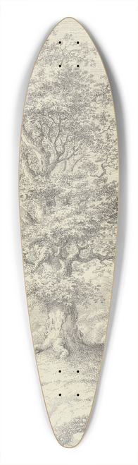 Johann Georg Pforr - Eichbaum und Birke auf einer Anhhe, von rechts fhrt ein Mann ein bepacktes Pferd herbei 39.3 inch art pintail longboard deck