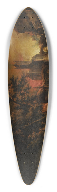 Johann Georg Trautmann - Conflagration at Night 39.3 inch art pintail longboard deck