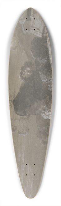 Johann Georg Wagner - Hohlweg zwischen Felsen, rechts zwei Htten, auf dem Weg ein Reiter mit Begleiter zu Fu 39.3 inch art pintail longboard deck