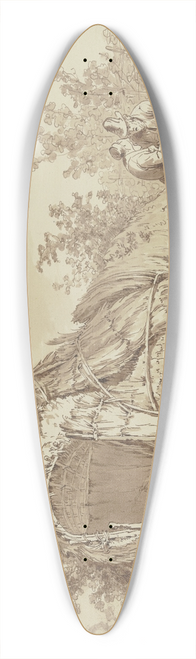 Johann Georg Wille - Old couple in front of straw hut 39.3 inch art pintail longboard deck