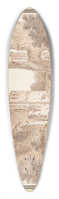 Johann Georg Wille - Ruins of the Chteau of Becoiseau, near Mortcerf (seine-et-Marne) 39.3 inch art pintail longboard deck