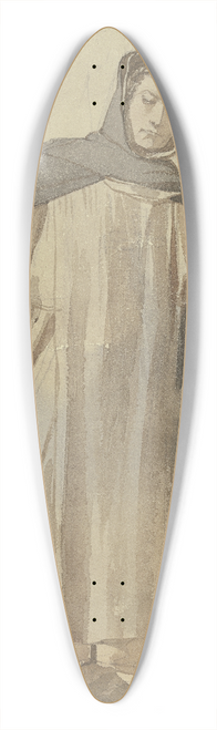 Johann Heinrich Hasselhorst - Mnch an einer Tre klopfend 39.3 inch art pintail longboard deck