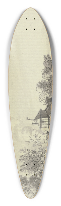 Johann Ludwig Aberli - Bauernhof, von Bumen umgeben, am Ufer eines Teiches 39.3 inch art pintail longboard deck