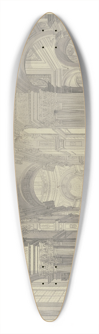 Johann Ludwig Ernst Morgenstern - Blick in das Innere einer Barockkirche mit Staffagefiguren in der Tracht des 17. Jahrhunderts 39.3 inch art pintail longboard deck