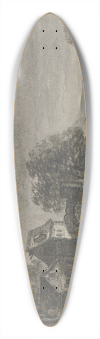Johann Ludwig Ernst Morgenstern - Gebude am Flu im Mondschein 39.3 inch art pintail longboard deck