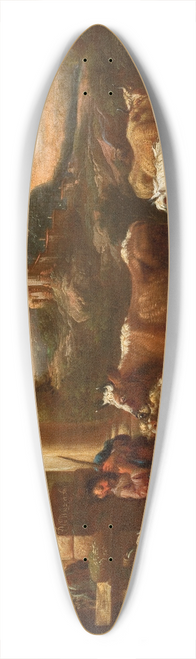 Johann Mathias Wuzer - Cattle at the Ruins of the Temple 39.3 inch art pintail longboard deck