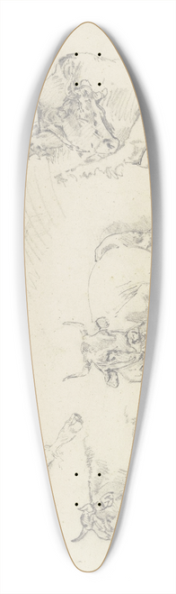 Johann Nepomuk Rauch - Six cattle 39.3 inch art pintail longboard deck
