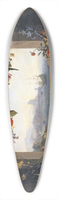 Johann Rudolf Bys - Flower Still Life; Cartouche With Garland, Inside A View Of A Seaport 39.3 inch art pintail longboard deck
