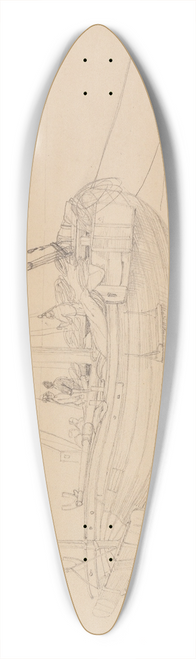 Johann Wilhelm Schirmer - Fischerkahn am Strand von Scheveningen, fol. 29 39.3 inch art pintail longboard deck
