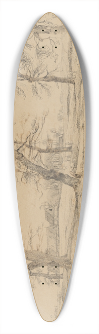 Johan Thomas Lundbye - A Brook near a Farm in Usserd with Cows and Two Figures 39.3 inch art pintail longboard deck