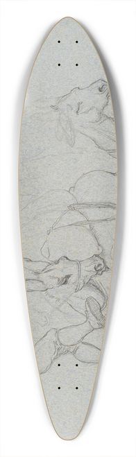 Johan Thomas Lundbye - Liggende sel, der piskes og sparkes af en frer Th to studier af et liggende og et stende sel 39.3 inch art pintail longboard deck