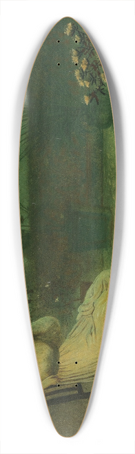 John Atkinson Grimshaw - A Classical Maiden Seated On A Terrace By Moonlight 39.3 inch art pintail longboard deck