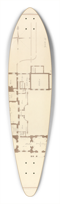 John Buckler - Ground Plan of Newby Hall, Yorkshire: the Seat of the Right Honble Lord Grantham 39.3 inch art pintail longboard deck