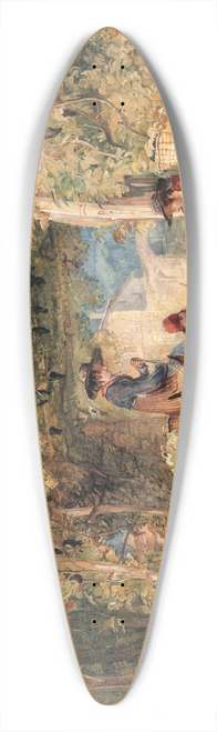 John Frederick Lewis - Figures and Animals in a Vineyard 39.3 inch art pintail longboard deck