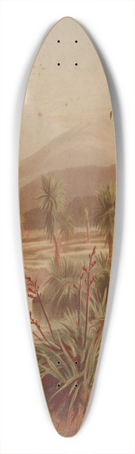 John Gully - Quiet reach of the Motueka River with Table Mountain in background, on west side of Blind Bay, Nelson 39.3 inch art pintail longboard deck