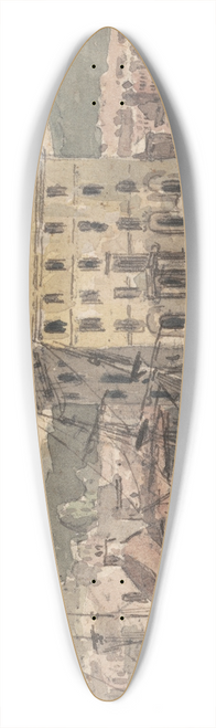 John Henderson - Weymouth: with figures, shipping and view of the Custon House 39.3 inch art pintail longboard deck