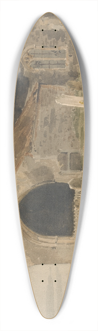 John Thirtle - Young Girl Sitting on a Bank outside a Church 39.3 inch art pintail longboard deck
