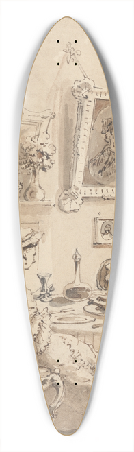 John Thomas Smith - Hogarth Drinking the First Glass of Wine with His Wife  Their Dogs Keeping Respectful Distances 39.3 inch art pintail longboard deck