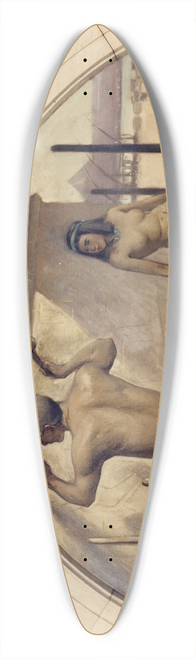 John White Alexander - Egyptian hieroglyphics mural in Evolution of the Book series 39.3 inch art pintail longboard deck
