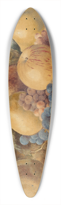 John William Hill - Still Life of Fruit  Apples, Pears, and Grapes on Ground 39.3 inch art pintail longboard deck