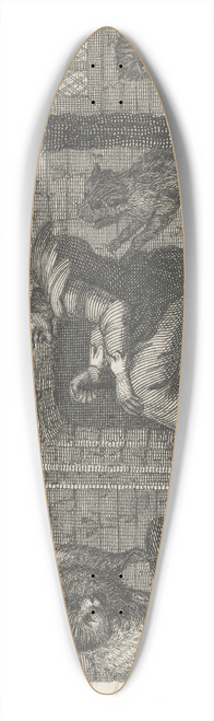 John Wootton - Fable XXIII. The Old Woman and Her Cats 39.3 inch art pintail longboard deck