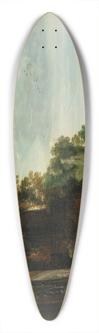 Joos de Momper - A wooded landscape with a rider conversing with peasants near an overgrown castle 39.3 inch art pintail longboard deck