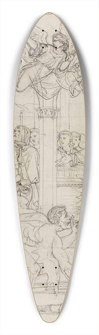 Joseph Anton Koch - Streit des Hl. Franziskus mit dem Satan um die Seele des Mnches Guido da Montefeltro (Dante Inferno, Canto 27, V 112) 39.3 inch art pintail longboard deck