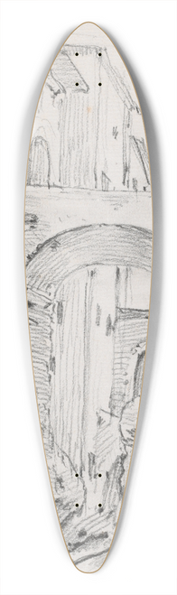 Joseph-Marie Vien - A High Bridge in Tivoli 39.3 inch art pintail longboard deck