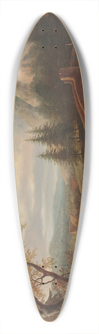 Joseph Roos - Mountain landscape with a bridge 39.3 inch art pintail longboard deck