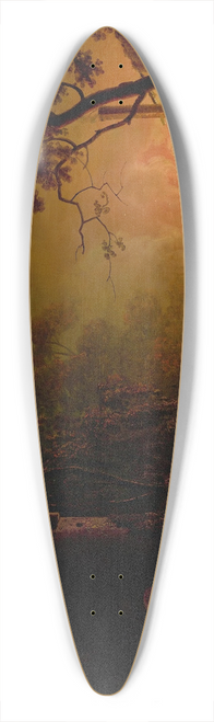 Joseph Wright of Derby - A cottage on fire at night 39.3 inch art pintail longboard deck