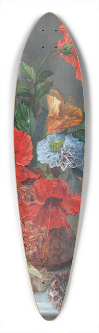 Jos Mara Bracho Murillo - Hibiscus, Freesias, Dahlias, and Bluebells on a marble topped sideboard 39.3 inch art pintail longboard deck