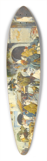 Jos Navarro y Llorens - A Bustling Street 39.3 inch art pintail longboard deck