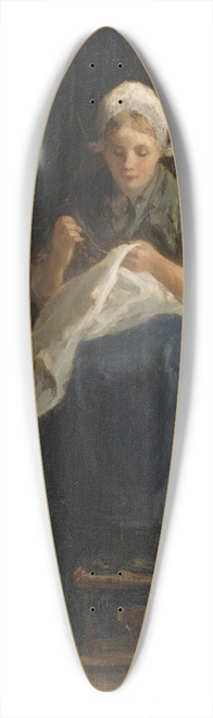 Jozef Israls - A peasant girl sewing 39.3 inch art pintail longboard deck