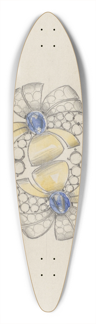Jules Chadel - Ontwerp voor juweel in de vorm van twee gestileerde bloemen, met goud en saffieren 39.3 inch art pintail longboard deck